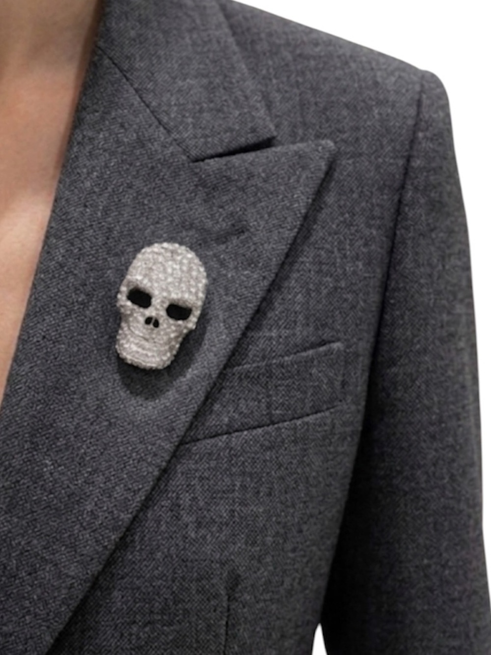 NWT Y2K Rhinestone Skull Brooch Pin Goth Grunge Whimsigoth Glam Bling